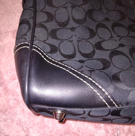 ๐HP๐ EUC Coach Hampton black signature canvas carry-all large satchel vintage - Picture 11 of 12